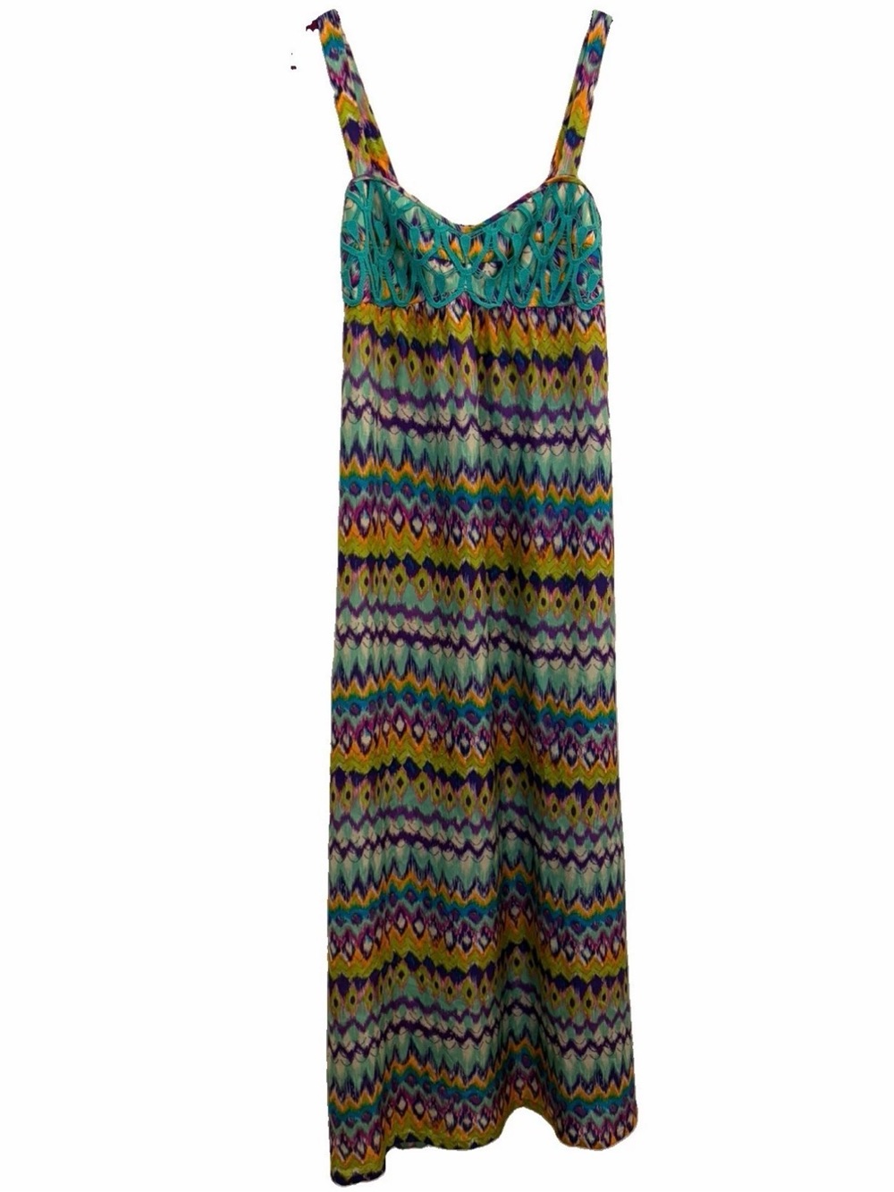 Vintage Diane Samandi Pure Silk Ikat Maxi Slip Dress Sz Lg Multi Anthropologie